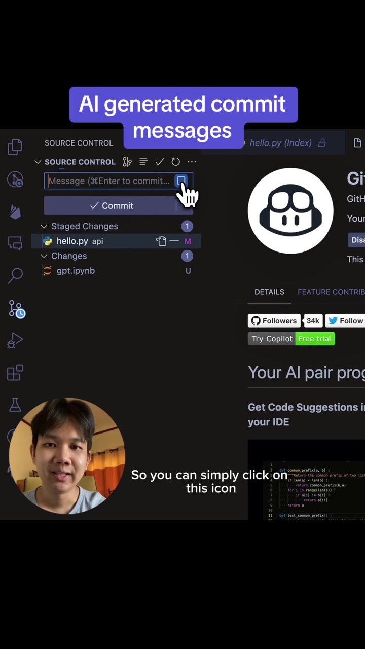 Copilot that writes your git commit | Datascale (@datascalehq_)