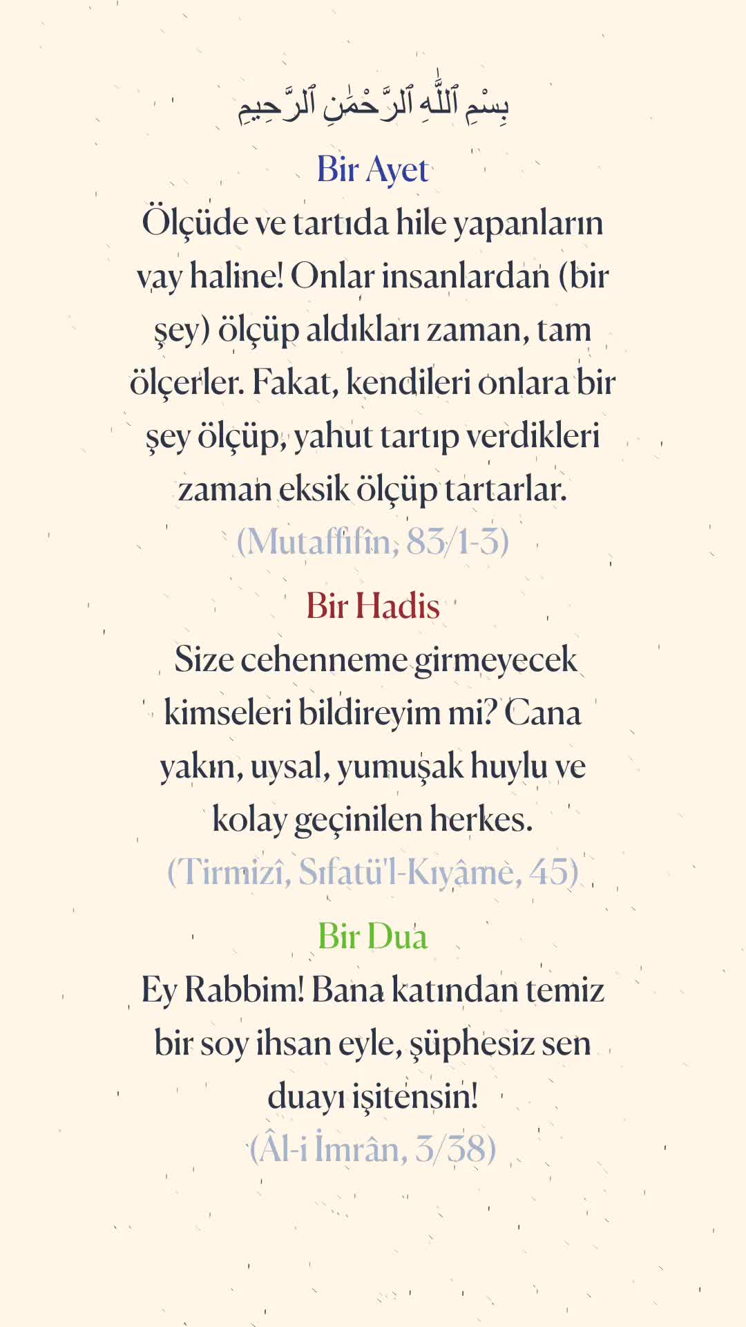@Bir Ayet, Bir Hadis, Bir Dua