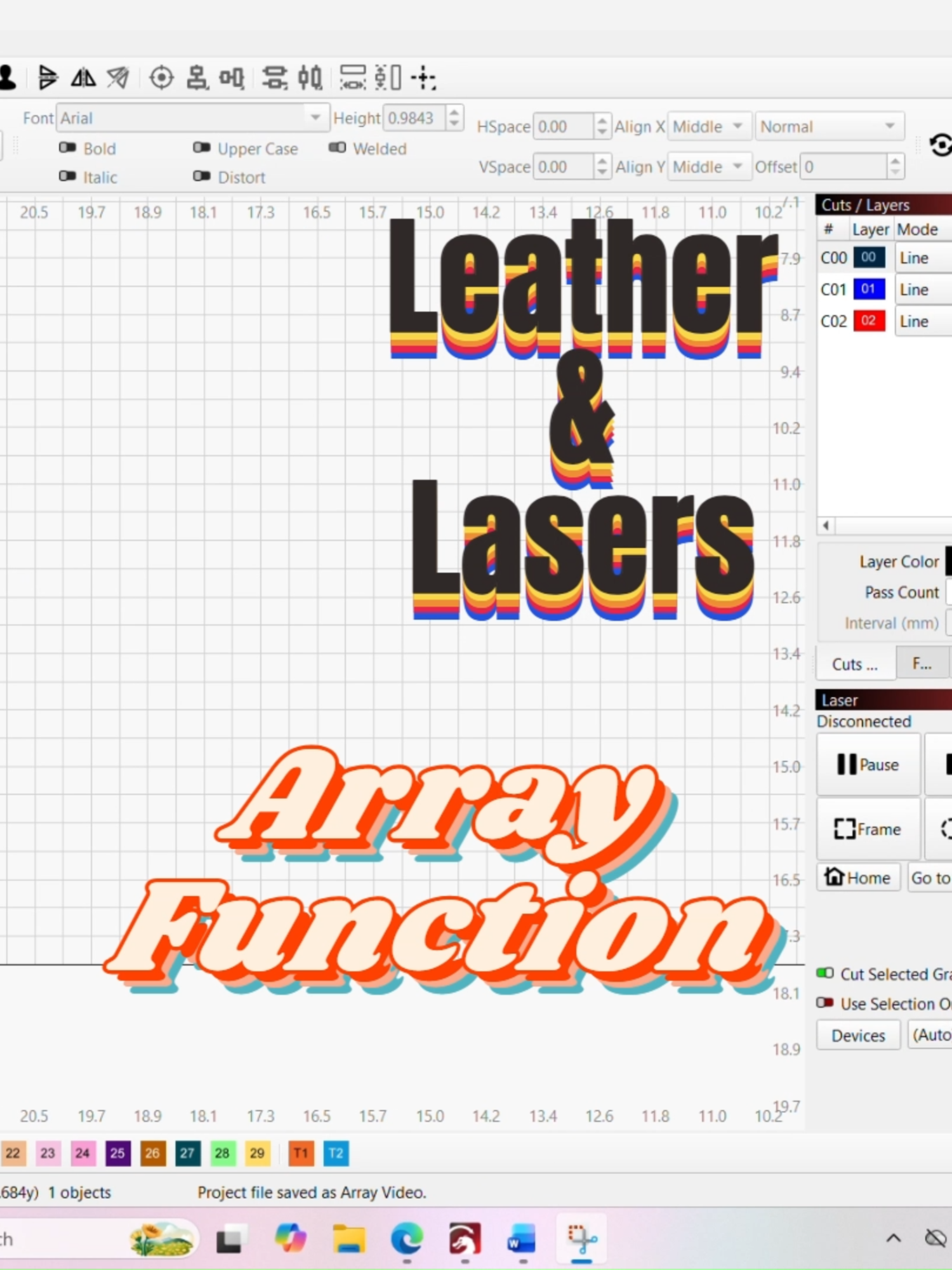 Using the Array Function in Lightburn | Sadie Lane: Leather Work ...