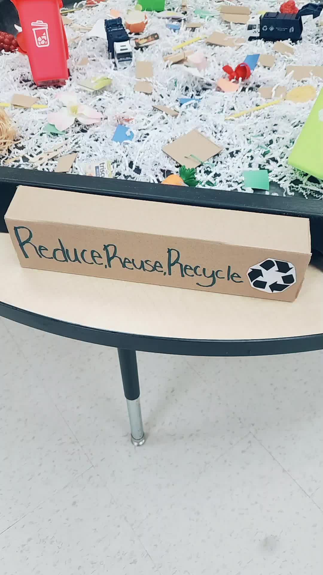 Reduce, reuse, recycle sensory bin | Creative ECE (@creative.ece)