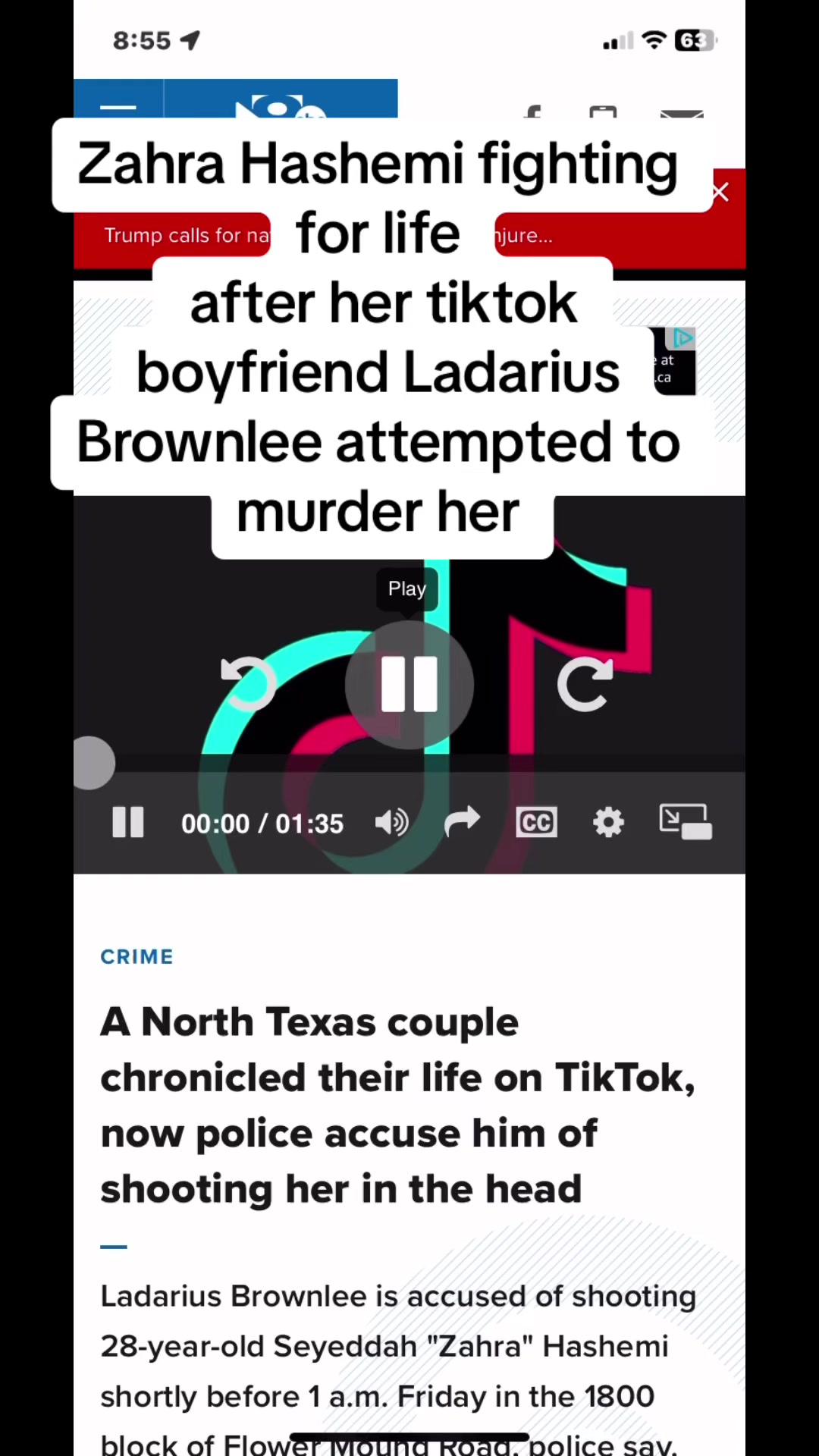 Zahra Hashemi 28 fighting for her life True crime updates