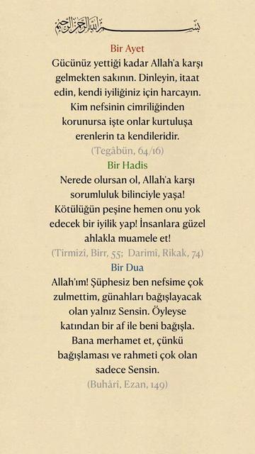 @Bir Ayet, Bir Hadis, Bir Dua