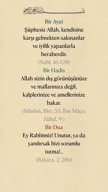 @Bir Ayet, Bir Hadis, Bir Dua
