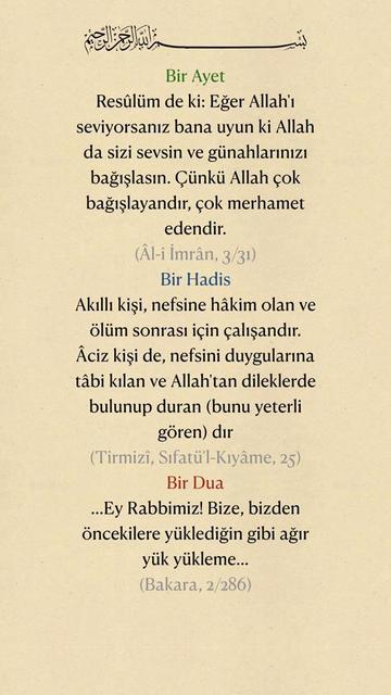 @Bir Ayet, Bir Hadis, Bir Dua