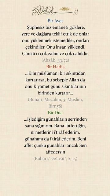 @Bir Ayet, Bir Hadis, Bir Dua