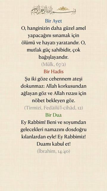 @Bir Ayet, Bir Hadis, Bir Dua