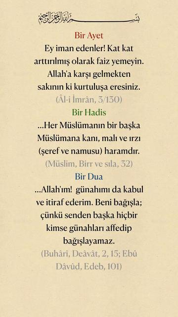 @Bir Ayet, Bir Hadis, Bir Dua