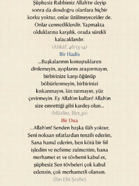 @Bir Ayet, Bir Hadis, Bir Dua