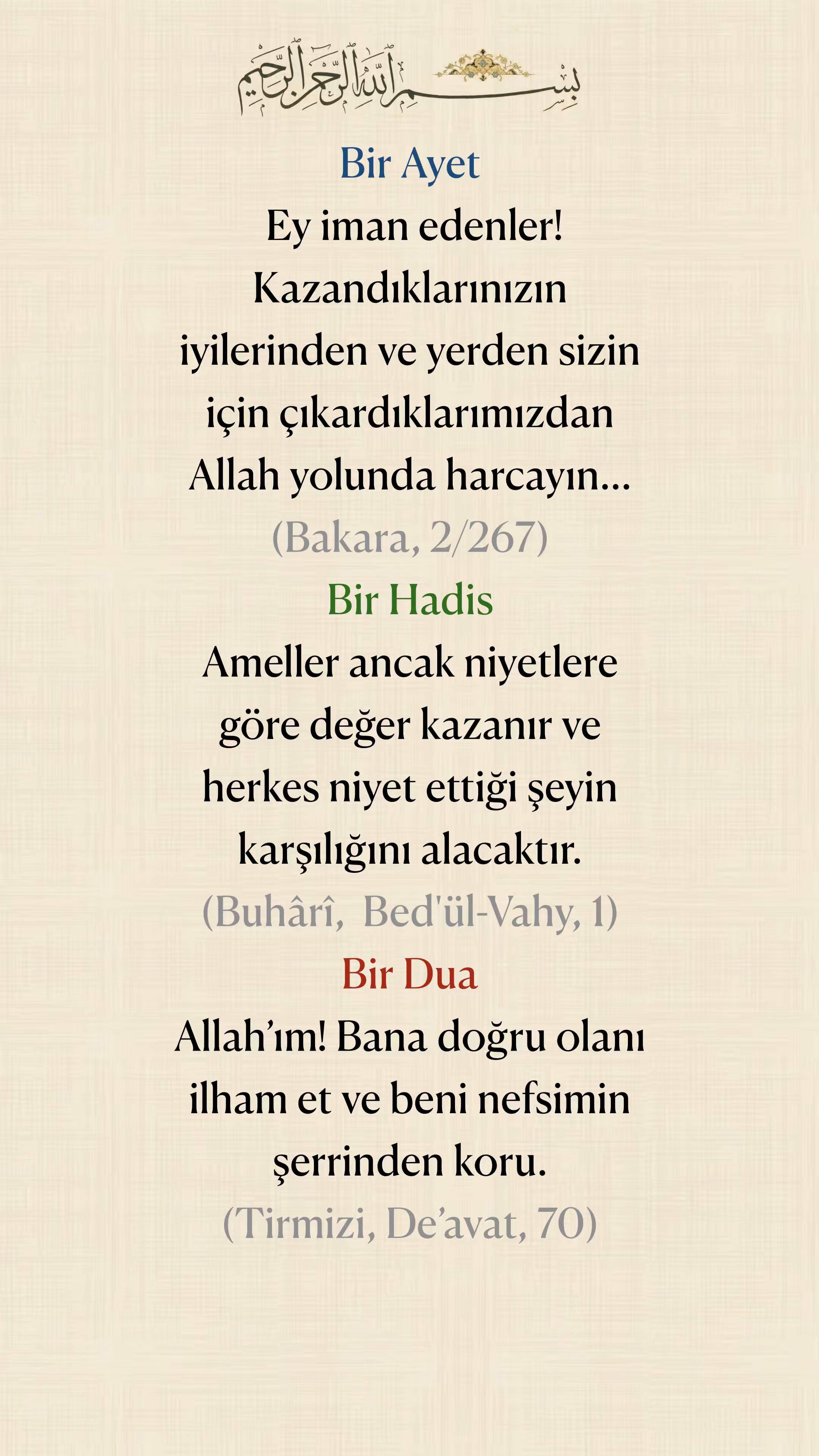 @Bir Ayet, Bir Hadis, Bir Dua