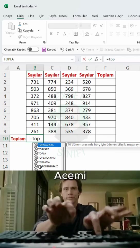 @Excel Sınıfı- Şahhan Yıldırır