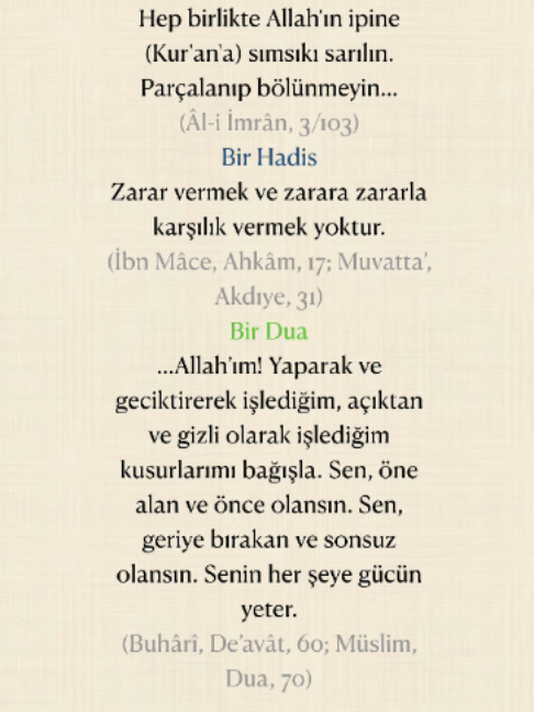@Bir Ayet, Bir Hadis, Bir Dua