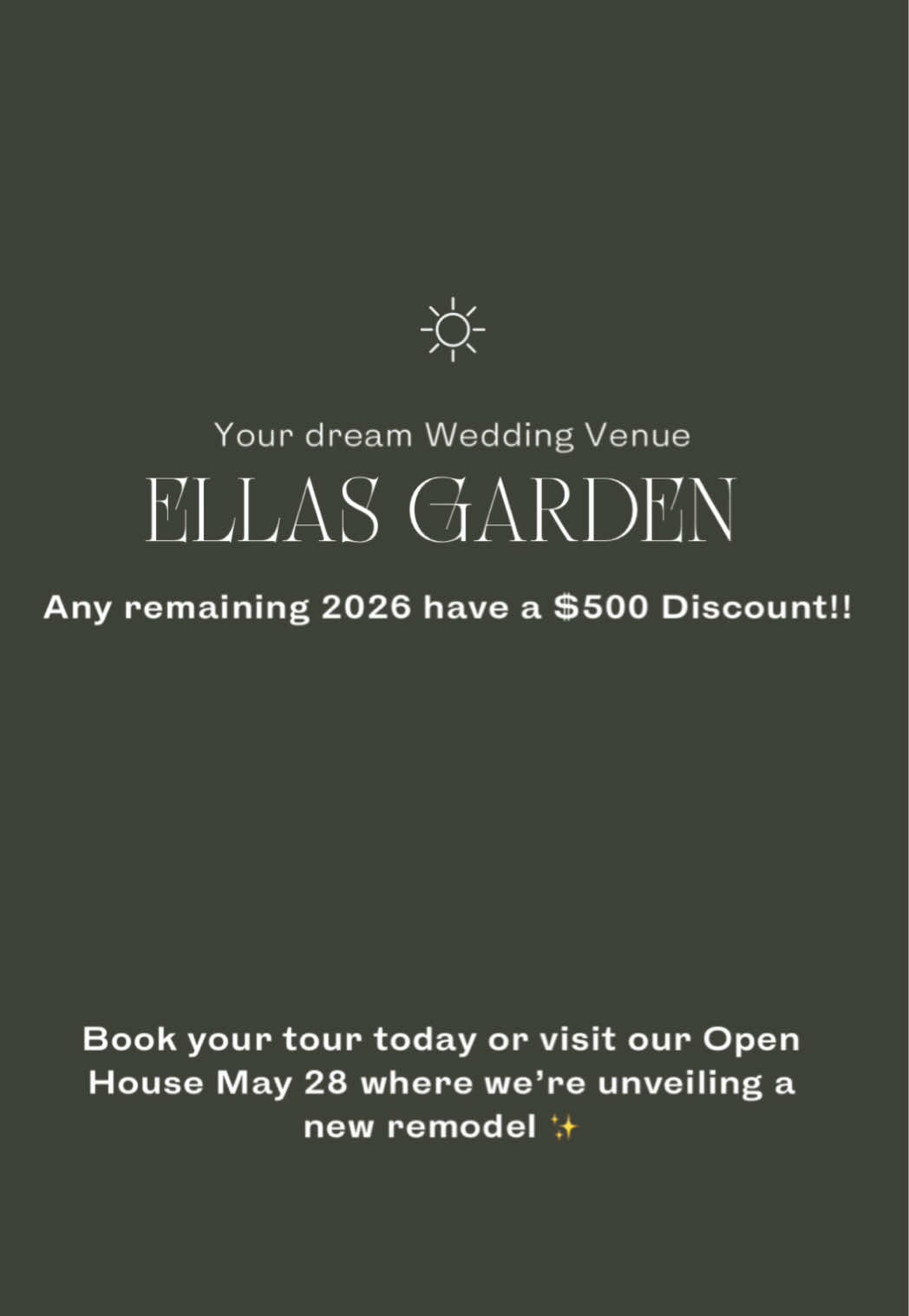 @Ellas Garden Wedding Venue