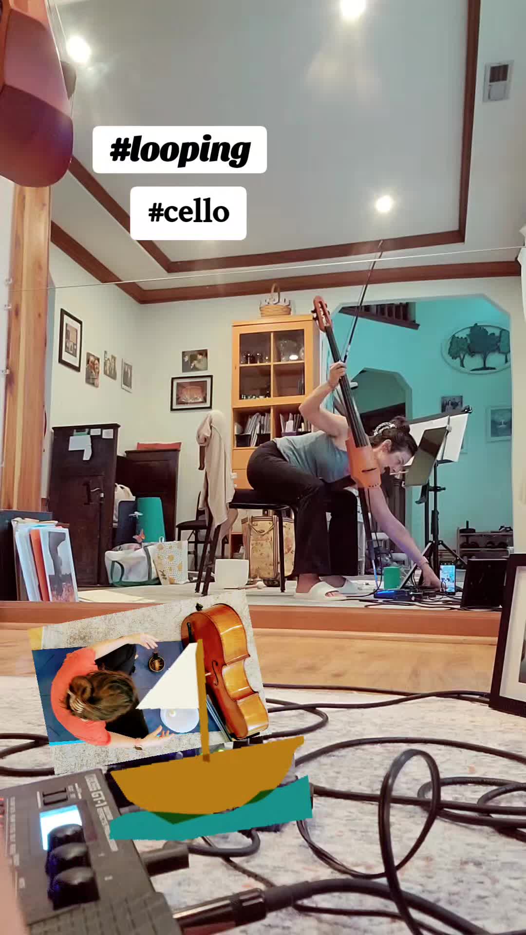 @yoga with cello + Rebecca