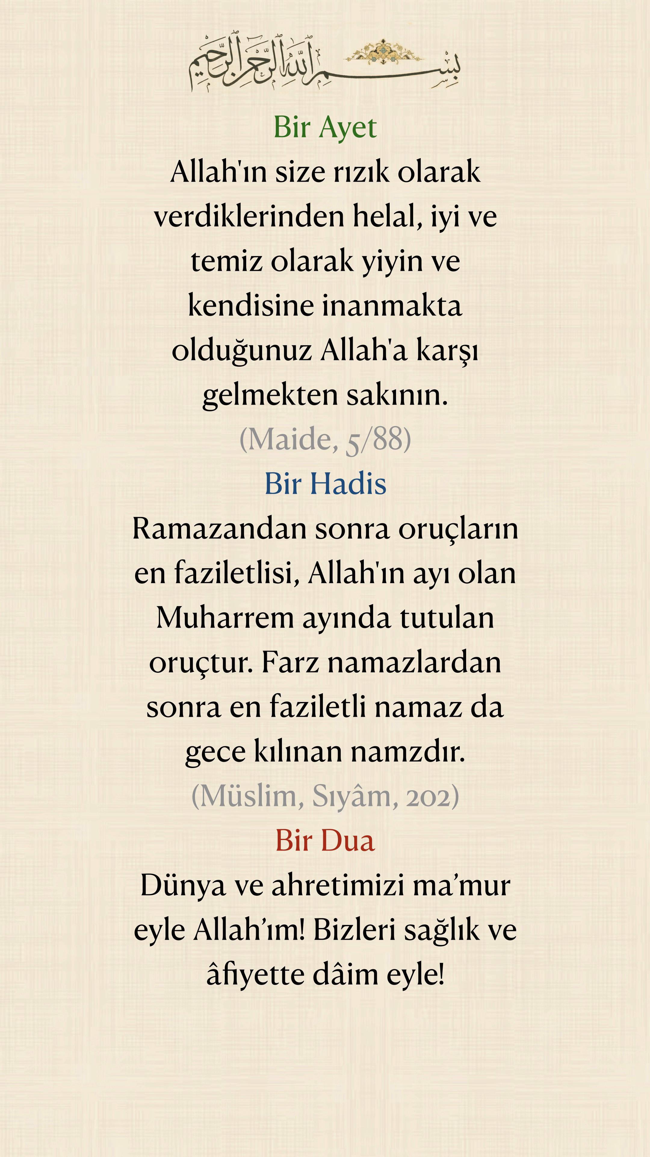 @Bir Ayet, Bir Hadis, Bir Dua