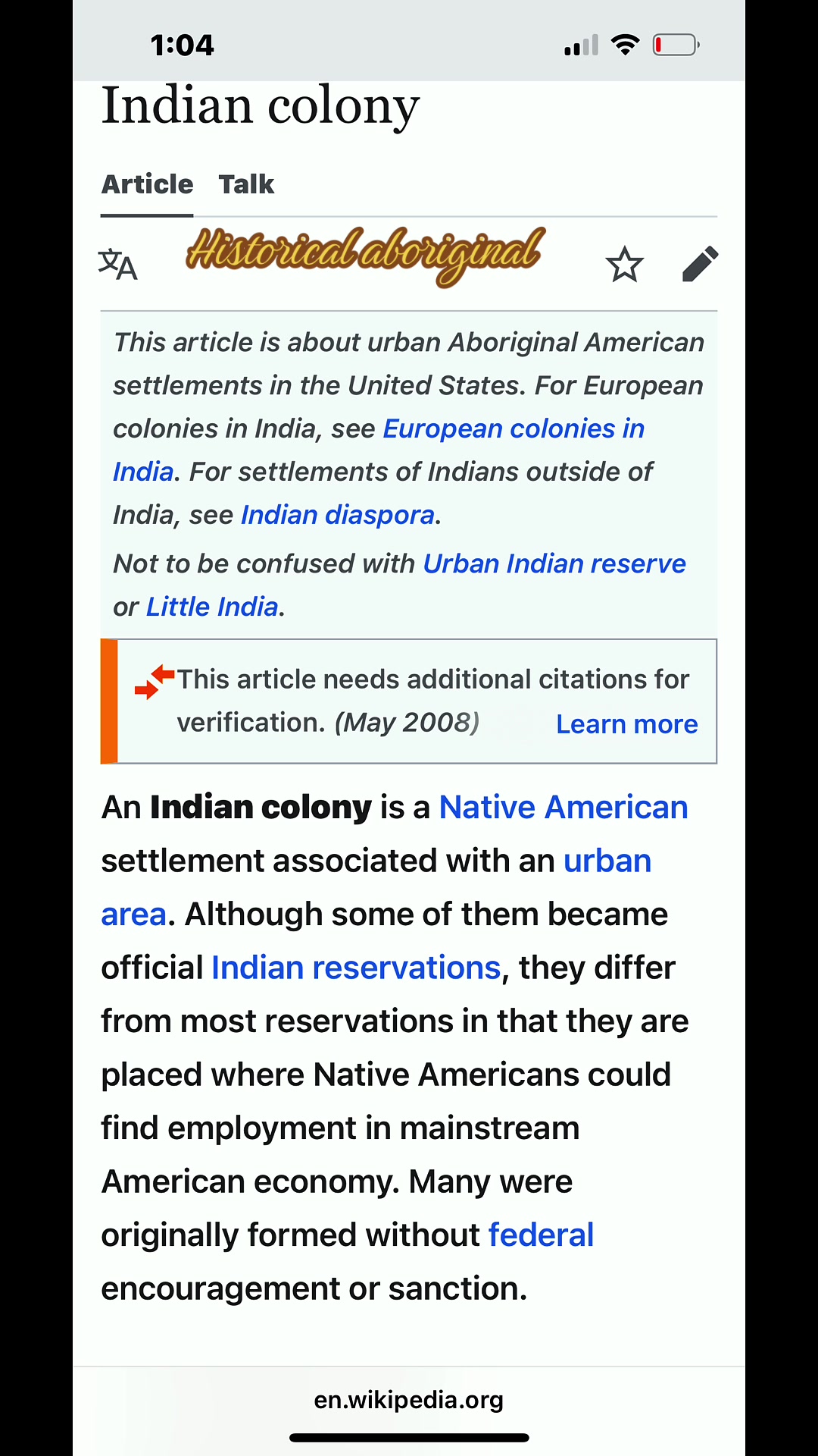 @HISTORICAL ABORIGINAL