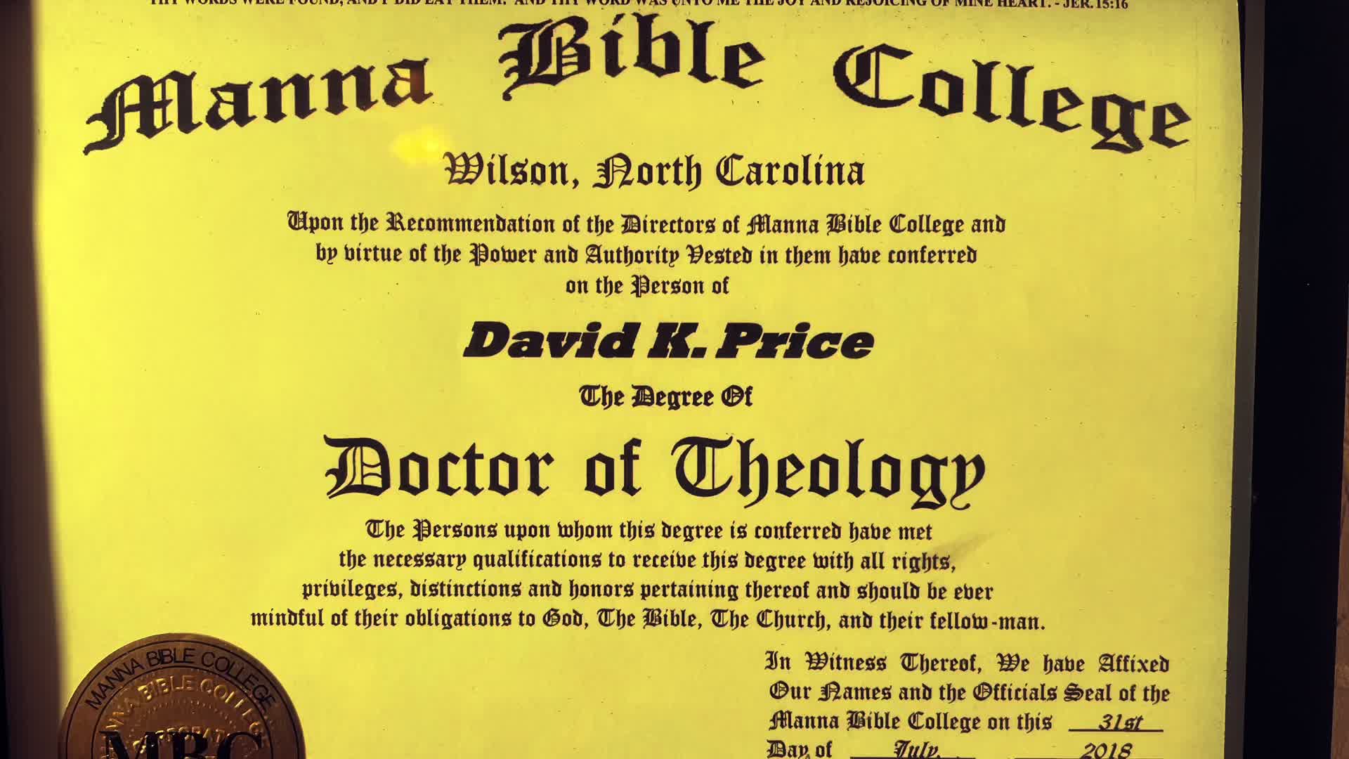 @Dr. David Price Sr.