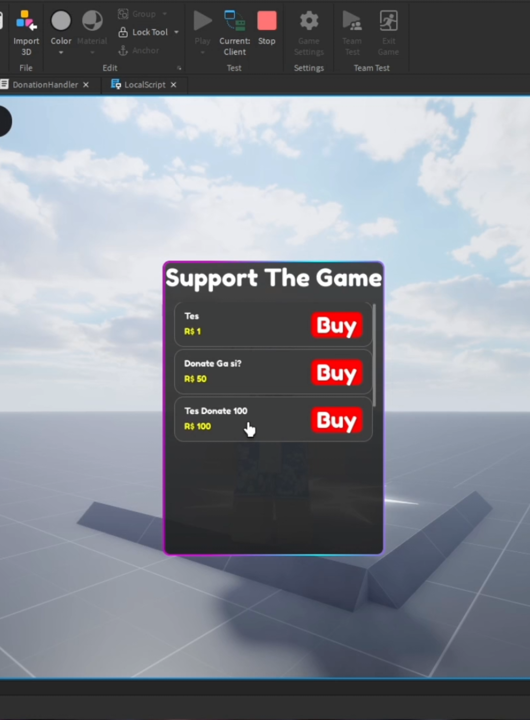 Donation Gui Example Simple Donation GUI || Roblox Studio • | Sanzy | MythicCraft Studio ...