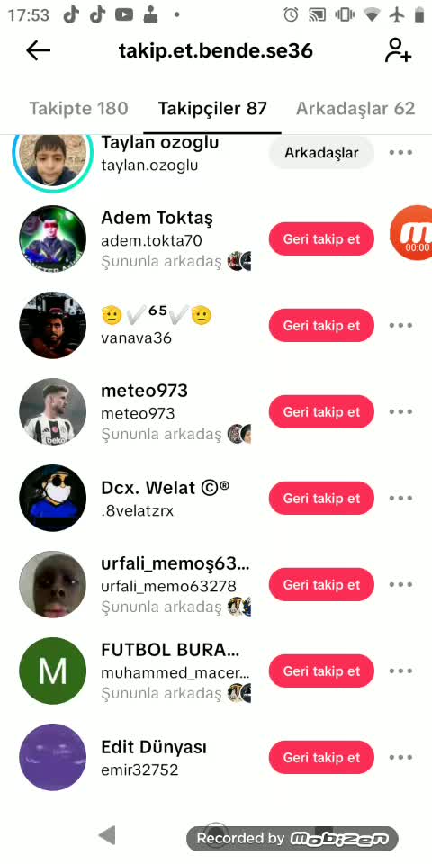 @Takip et bende seni takipediyi