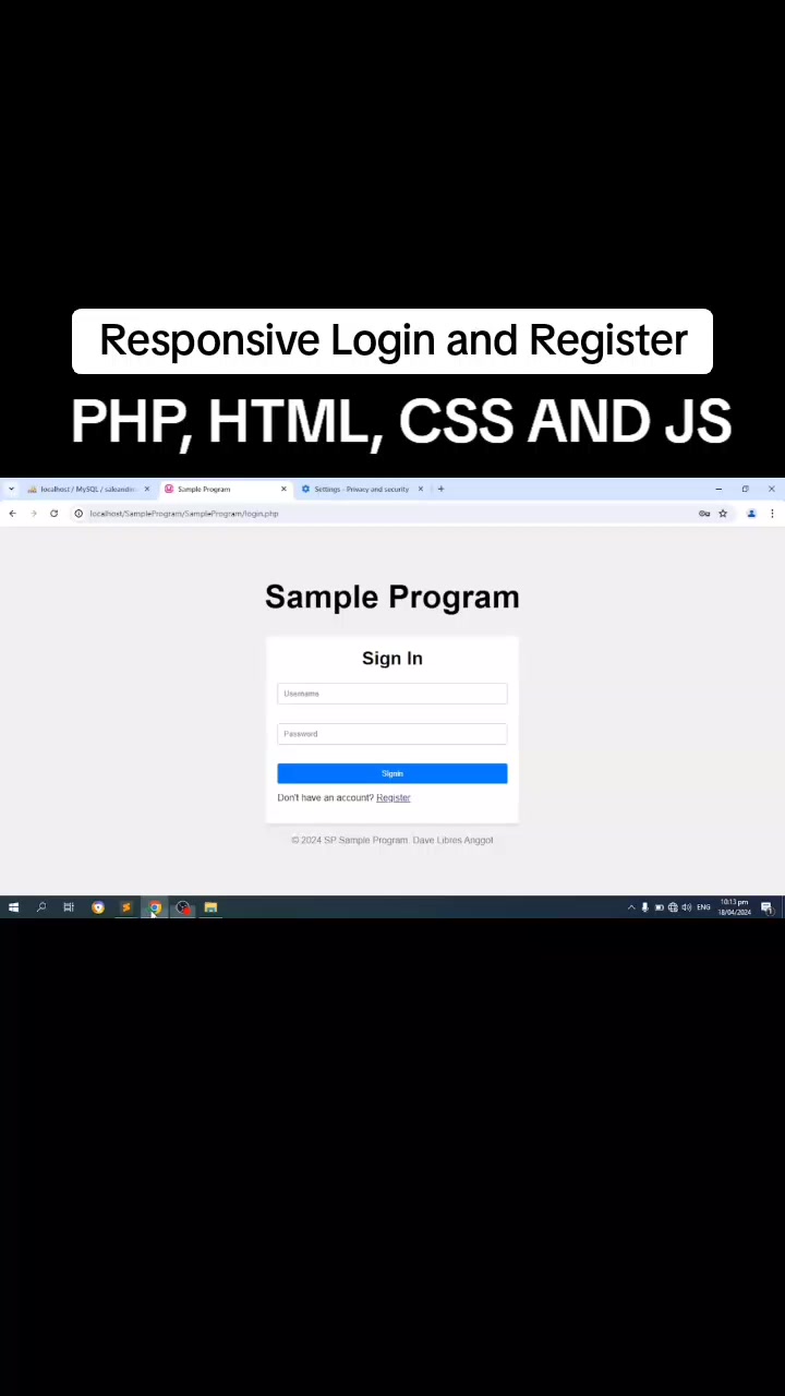 RESPONSIVE LOGIN AND REGISTER USING PHP | Dave (@davelibresanggot222)