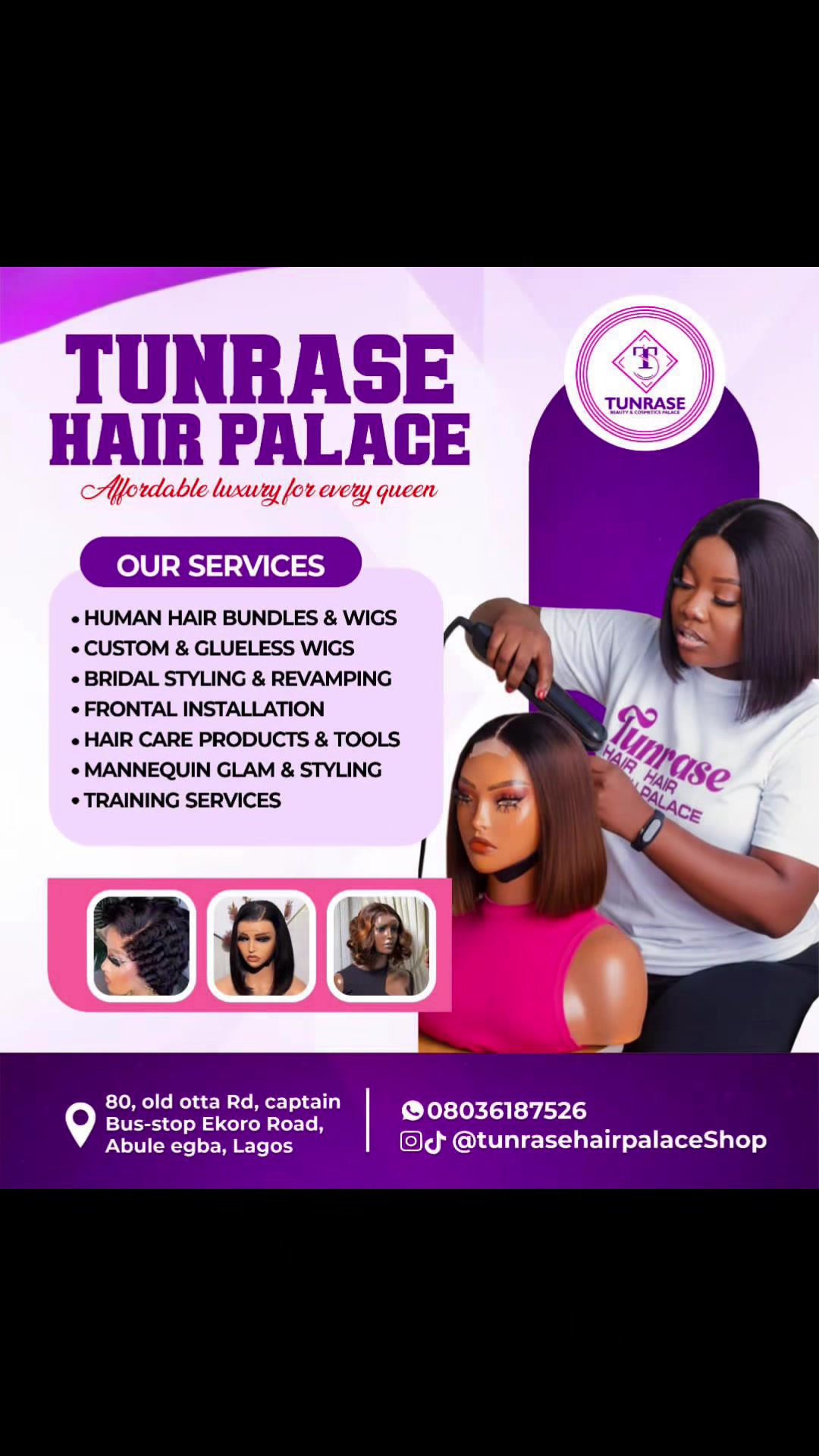 @TunraseHair in Abuleegba Lagos