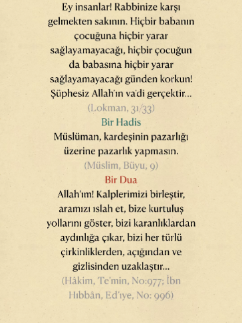 @Bir Ayet, Bir Hadis, Bir Dua