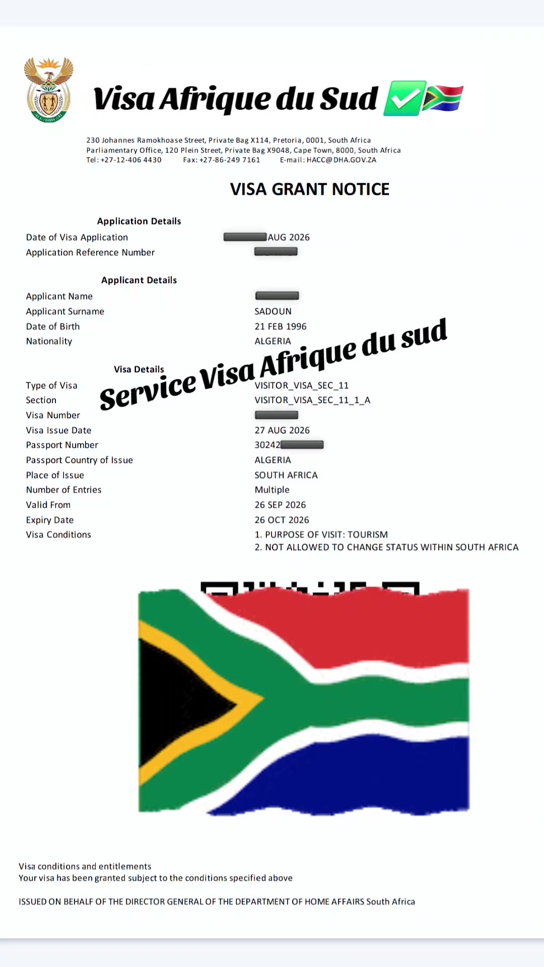 @Service Visa Afrique du sud