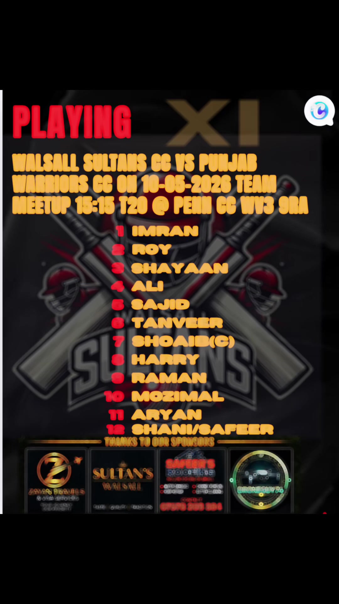@Walsall Sultans cc