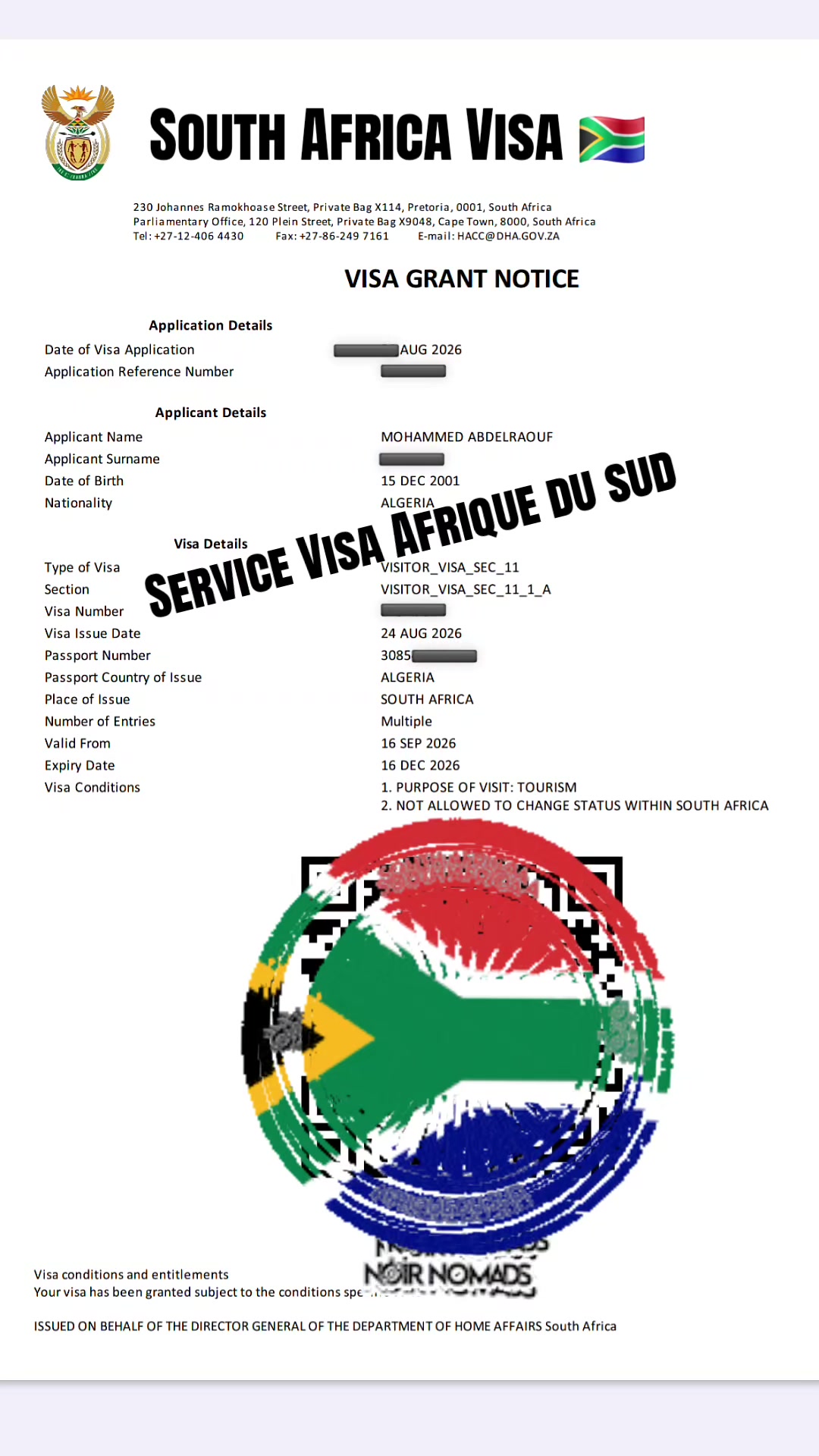 @Service Visa Afrique du sud