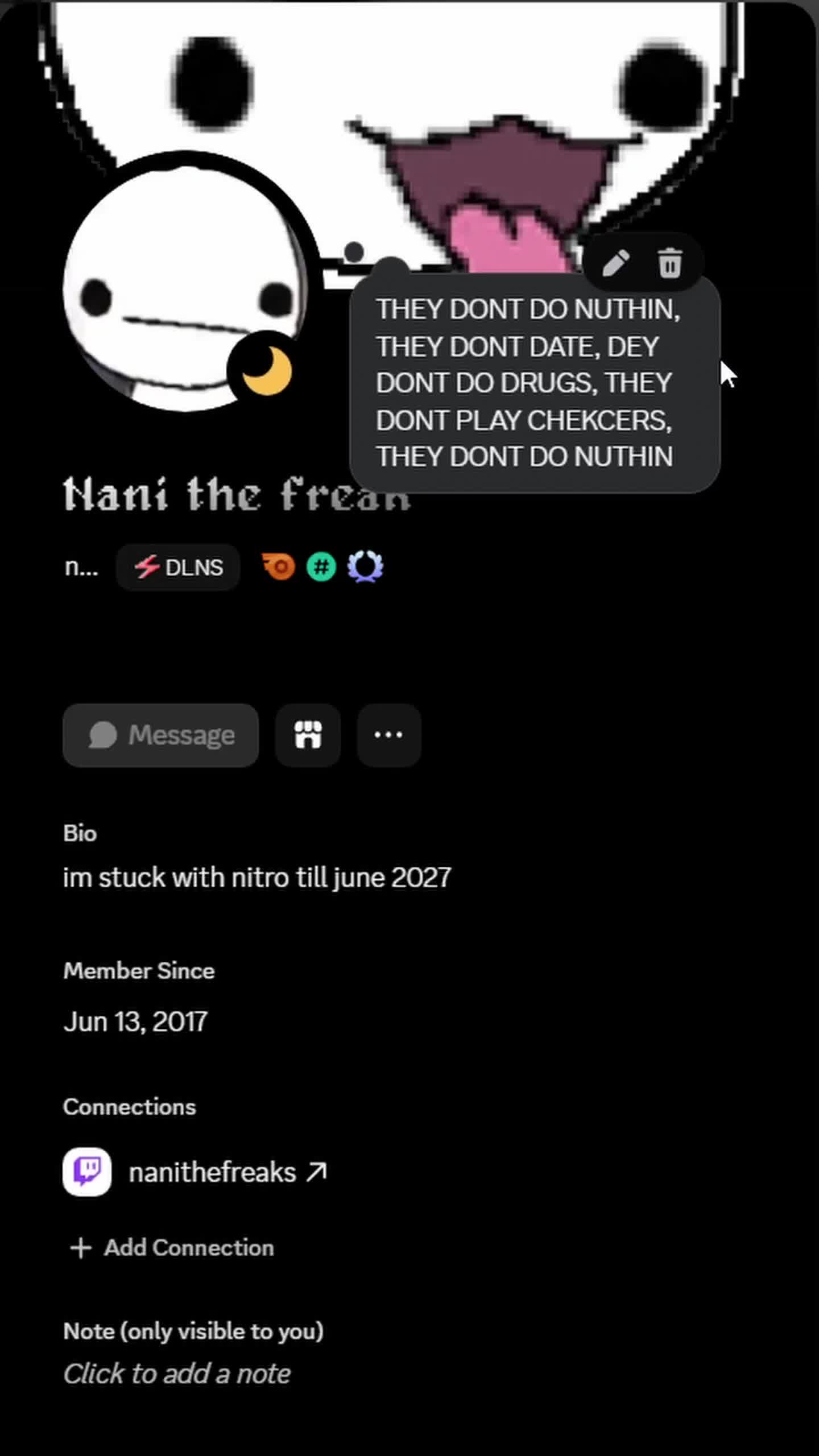 @Nani the freak