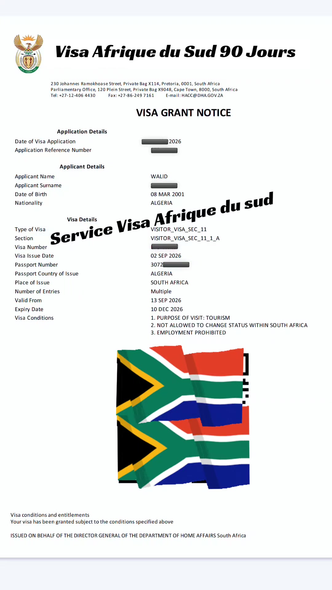 @Service Visa Afrique du sud
