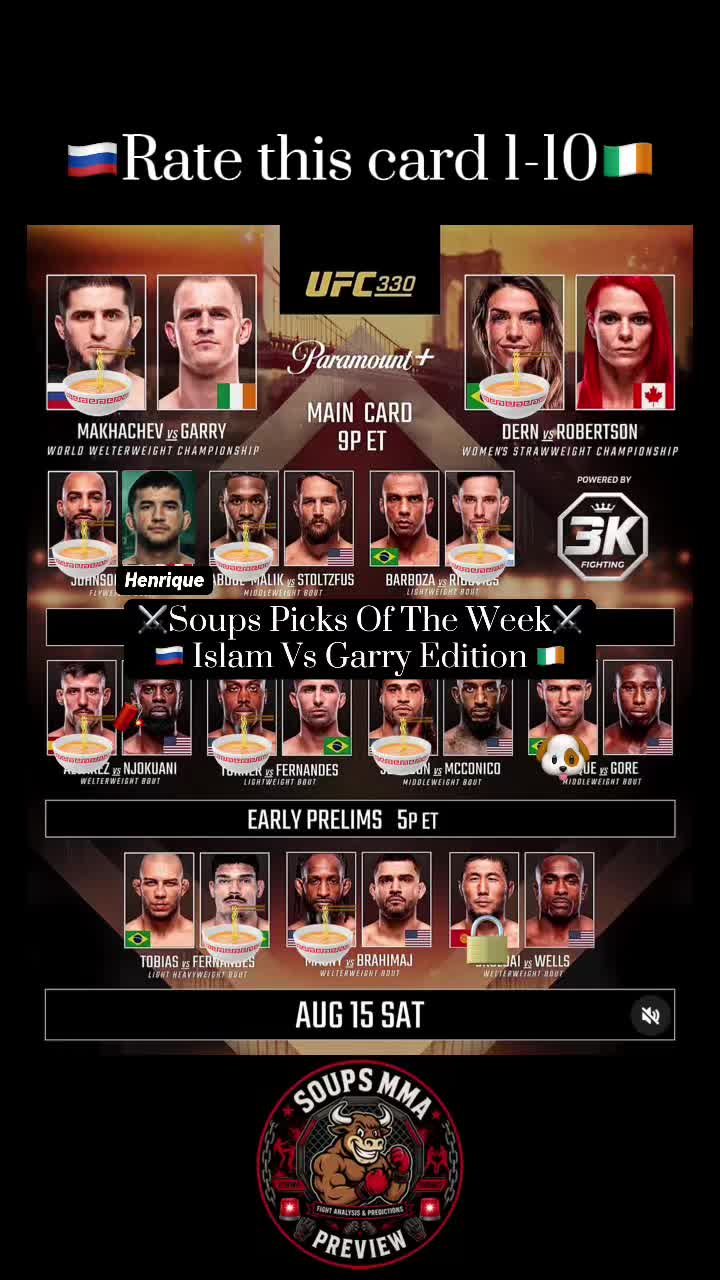 @🍜Soups MMA Preview 🍜