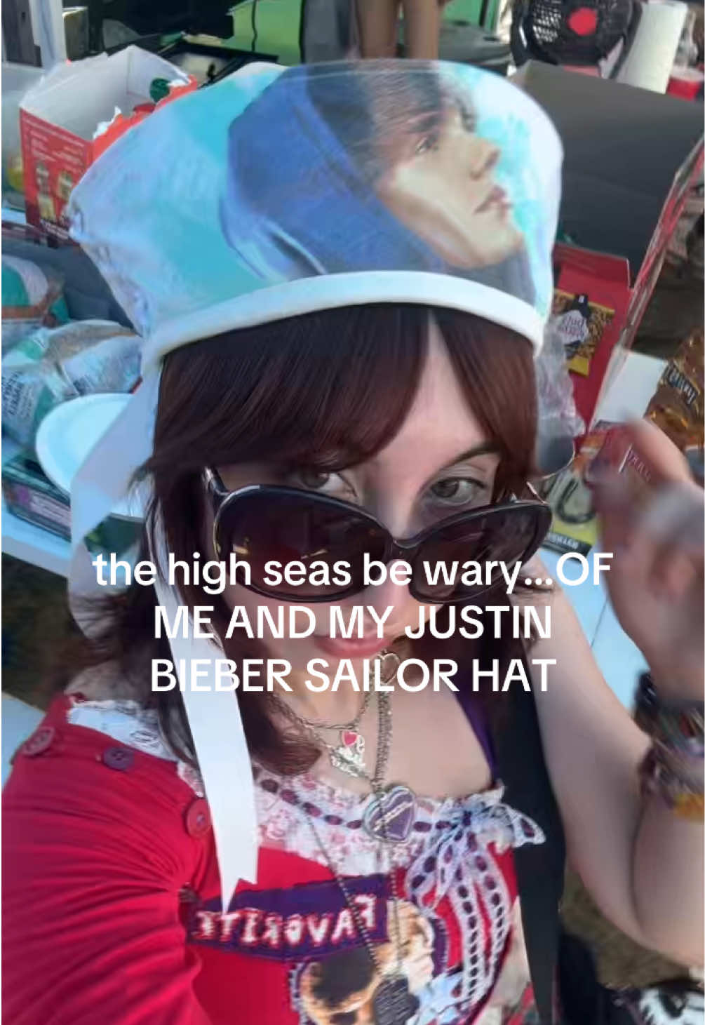 @girl with raccoon tail hat