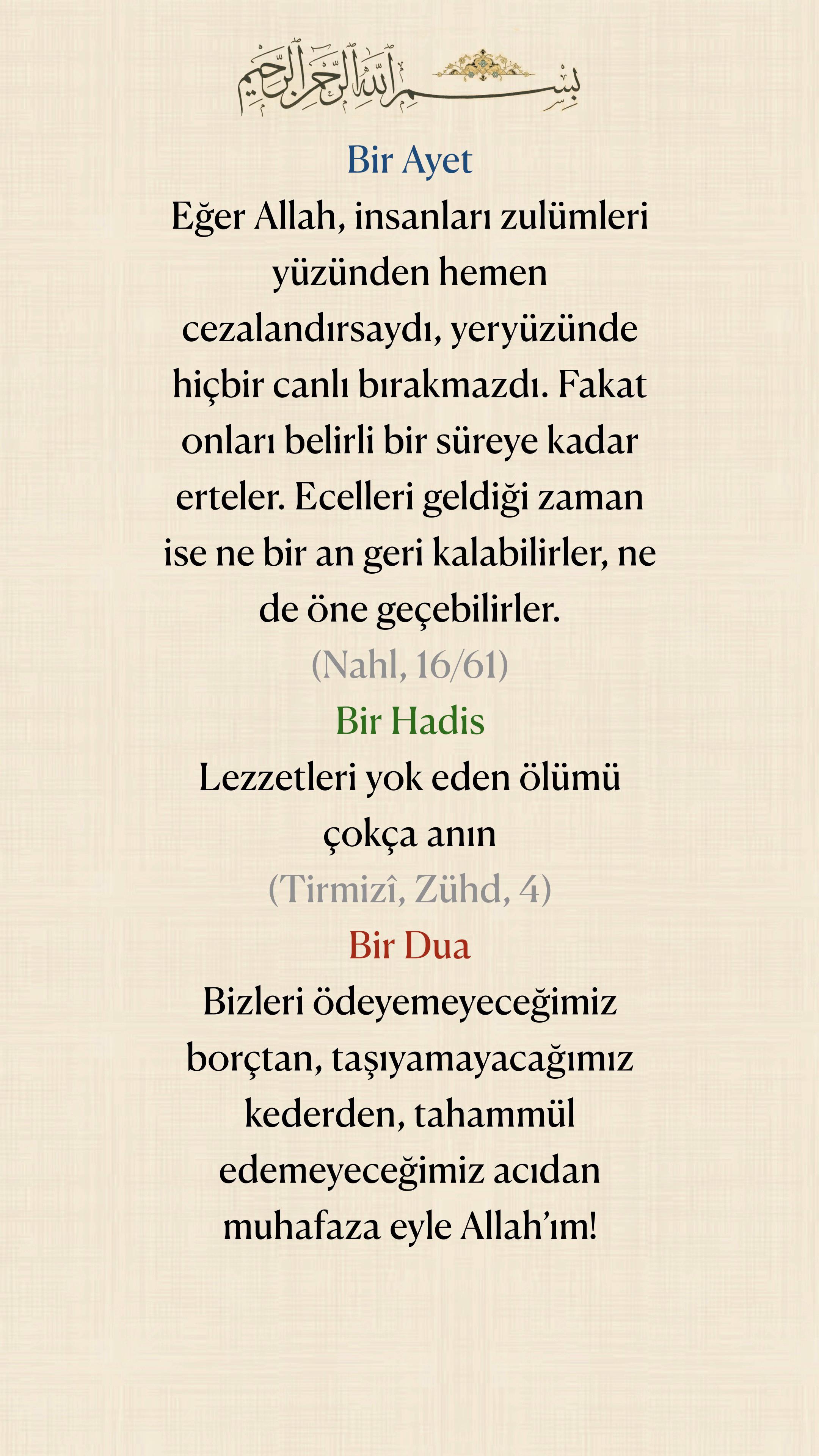 @Bir Ayet, Bir Hadis, Bir Dua