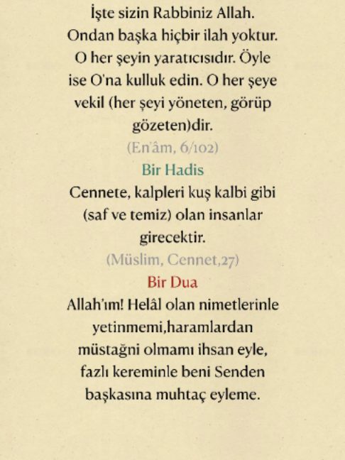 @Bir Ayet, Bir Hadis, Bir Dua