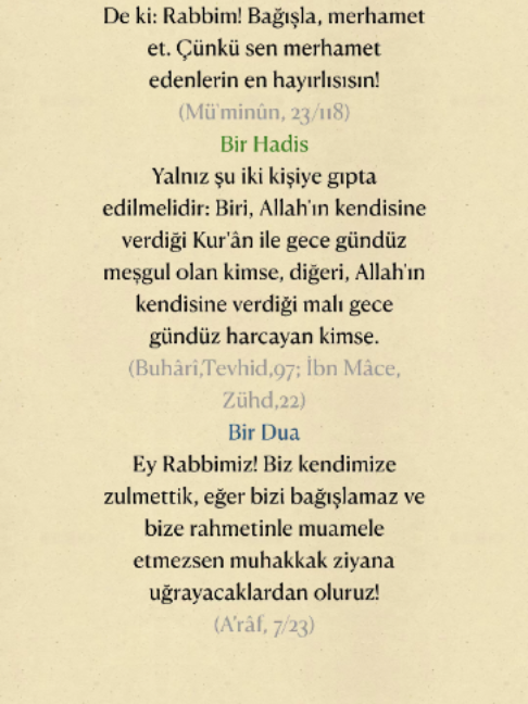 @Bir Ayet, Bir Hadis, Bir Dua