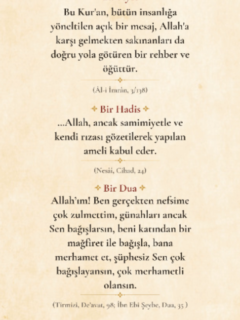 @Bir Ayet, Bir Hadis, Bir Dua
