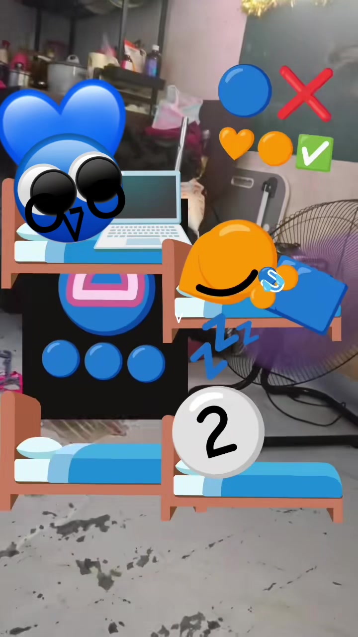 @Emoji cat red blue