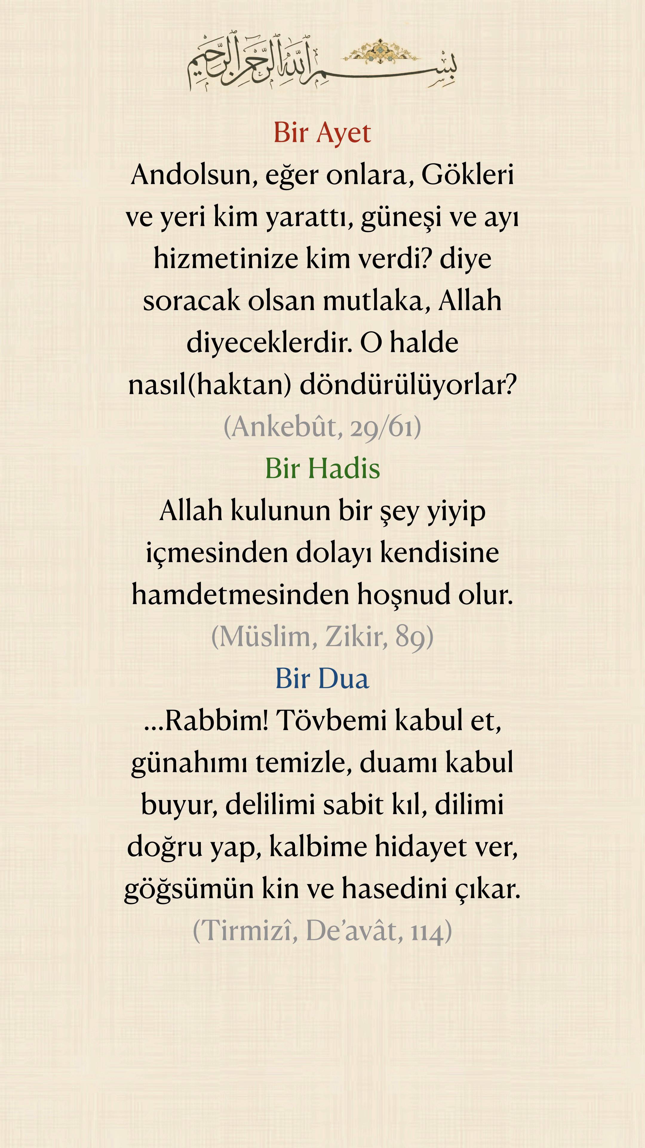 @Bir Ayet, Bir Hadis, Bir Dua