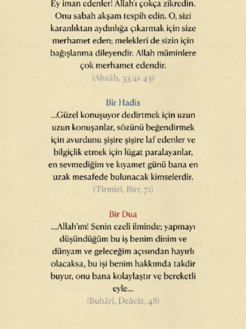 @Bir Ayet, Bir Hadis, Bir Dua