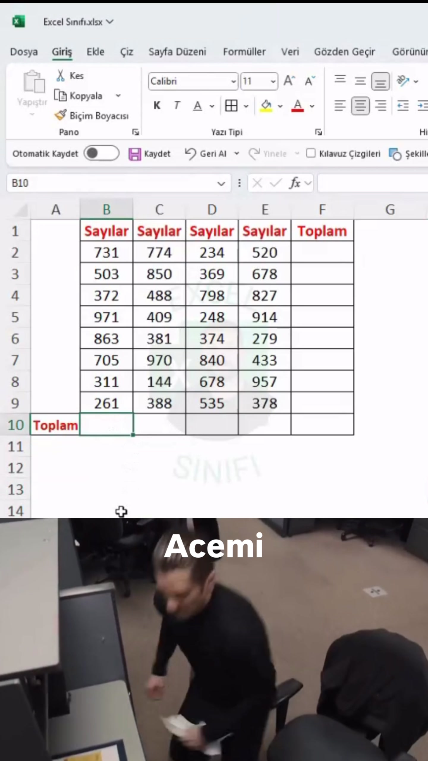 @Excel Sınıfı- Şahhan Yıldırır