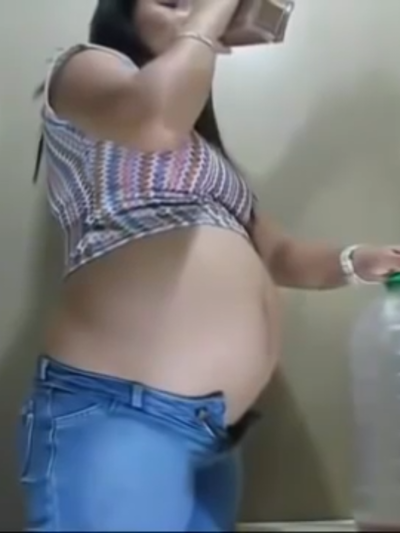 @Girl belly stuffed