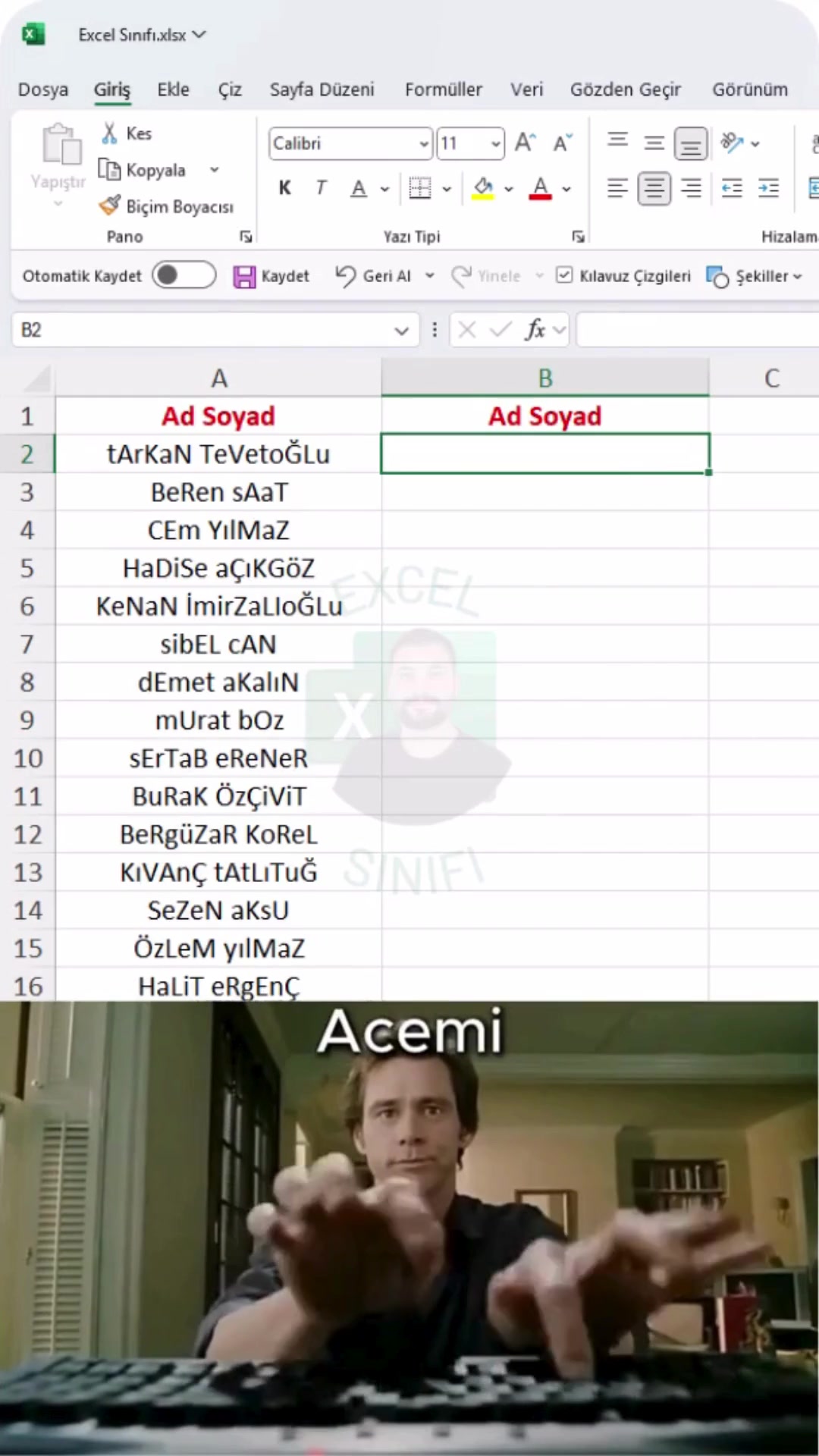 @Excel Sınıfı- Şahhan Yıldırır