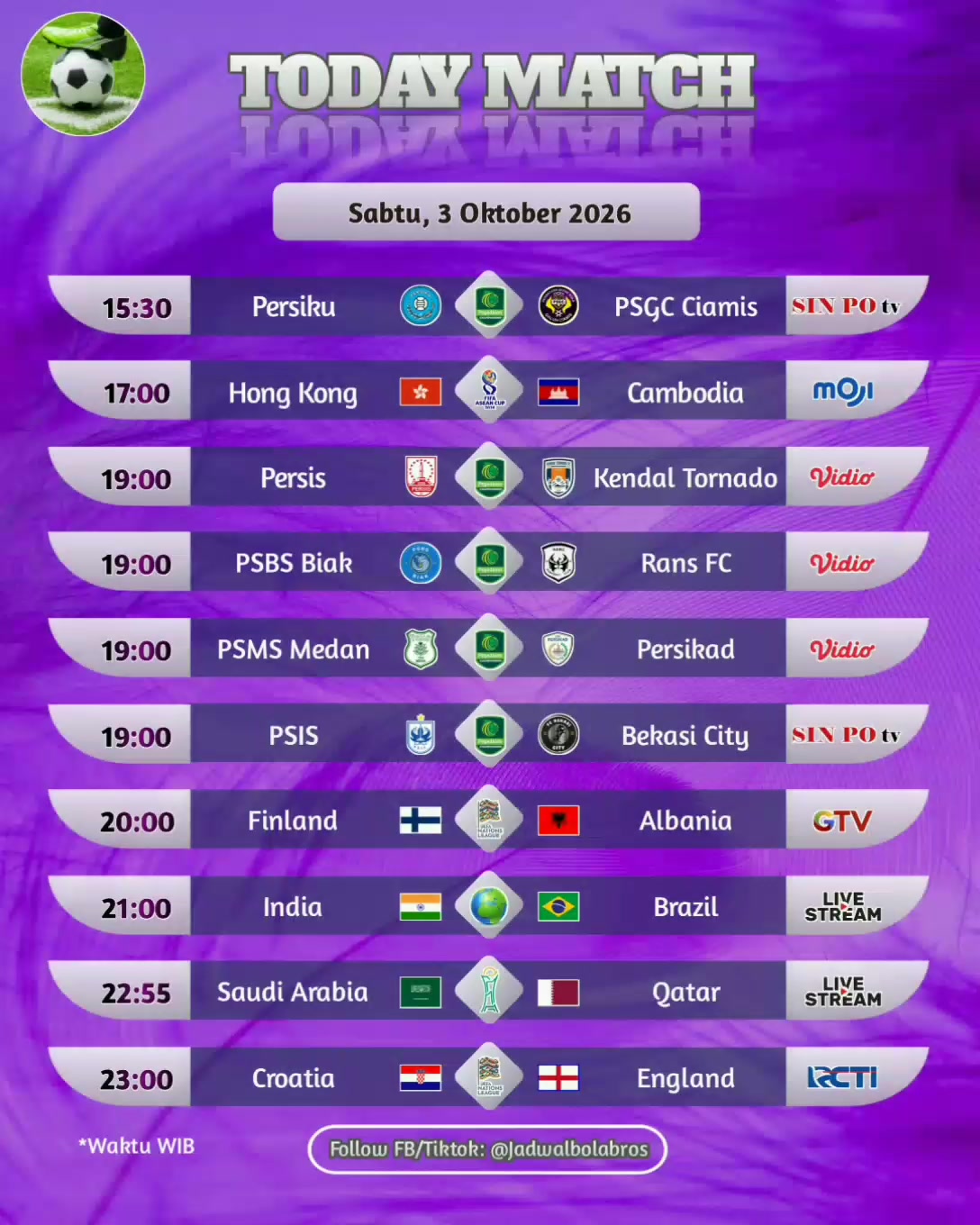 @Jadwal Bola Bros