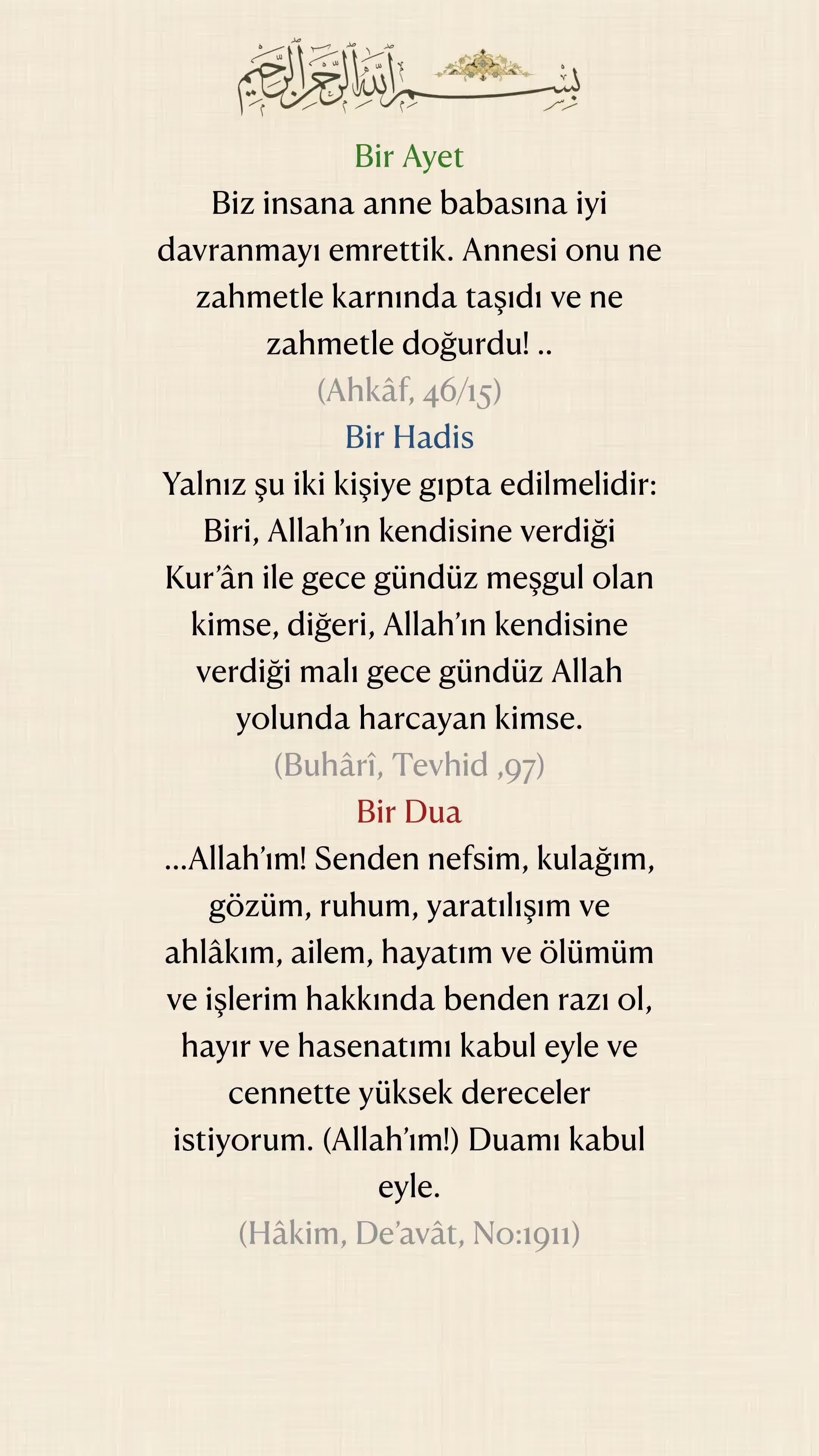 @Bir Ayet, Bir Hadis, Bir Dua