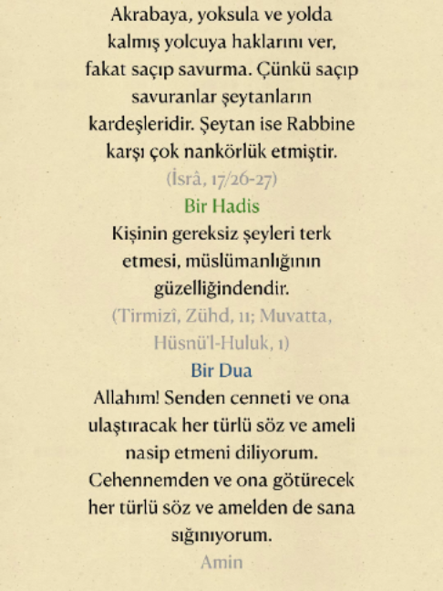 @Bir Ayet, Bir Hadis, Bir Dua