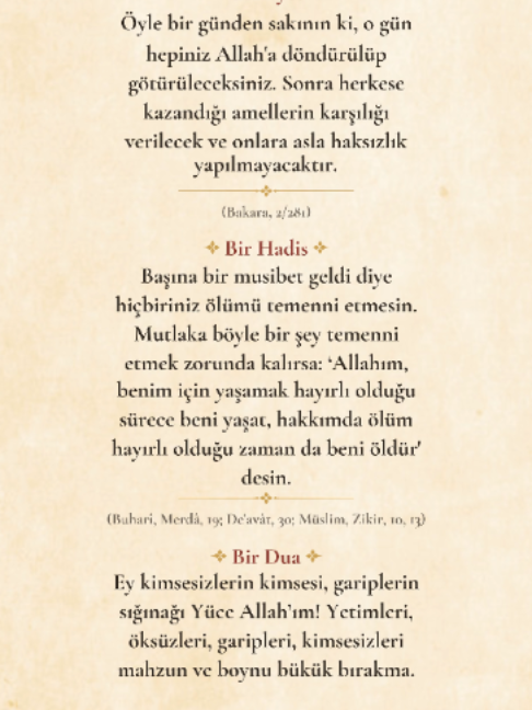 @Bir Ayet, Bir Hadis, Bir Dua