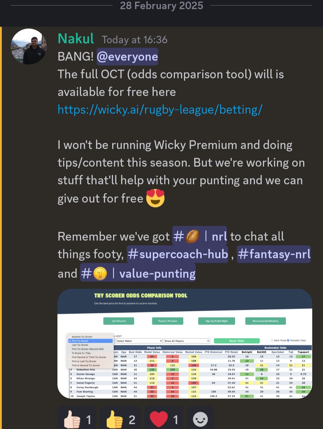 @Wicky Sport Chat
