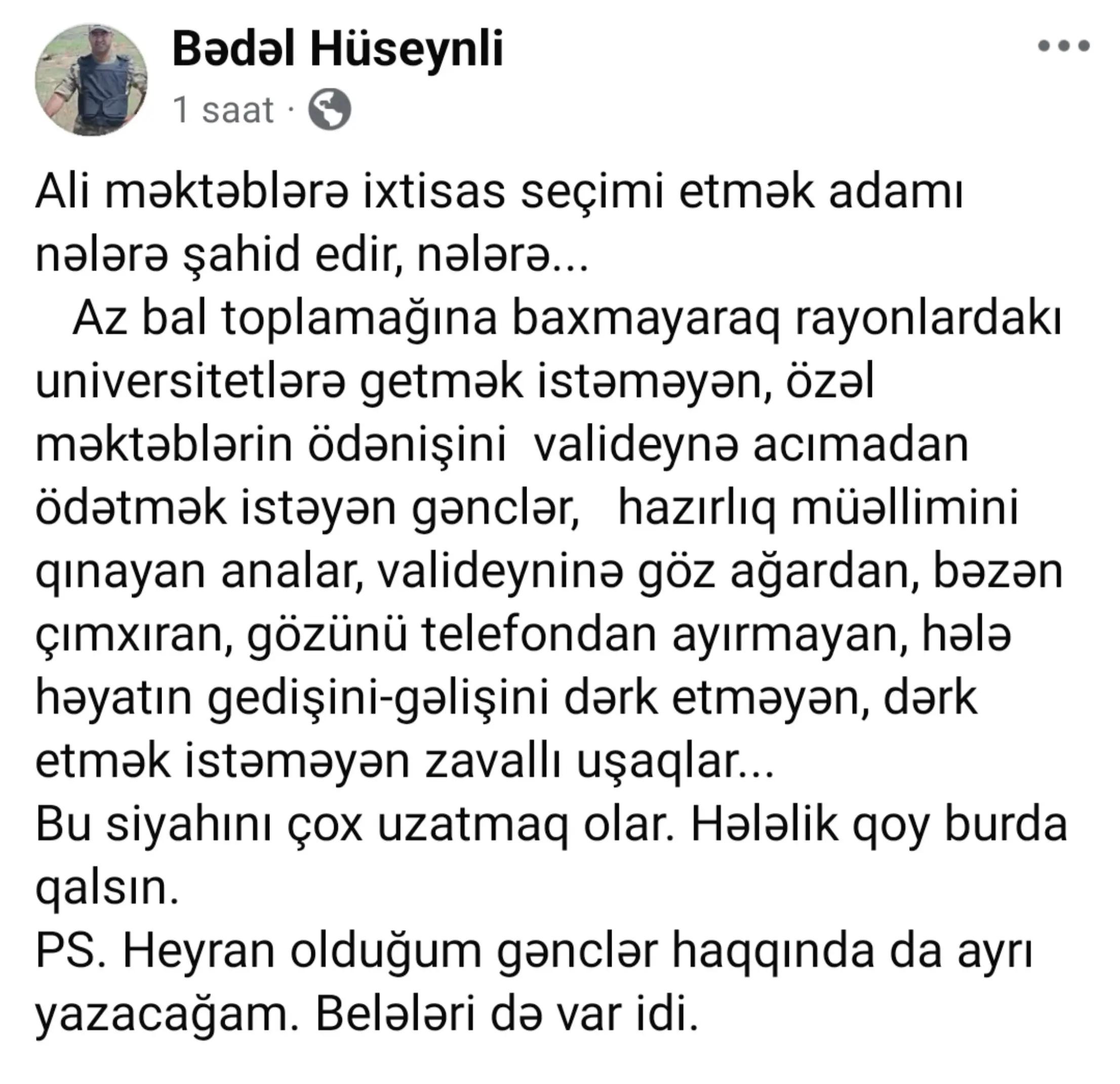 @Bədəl müəllimlə ixtisas seçimi