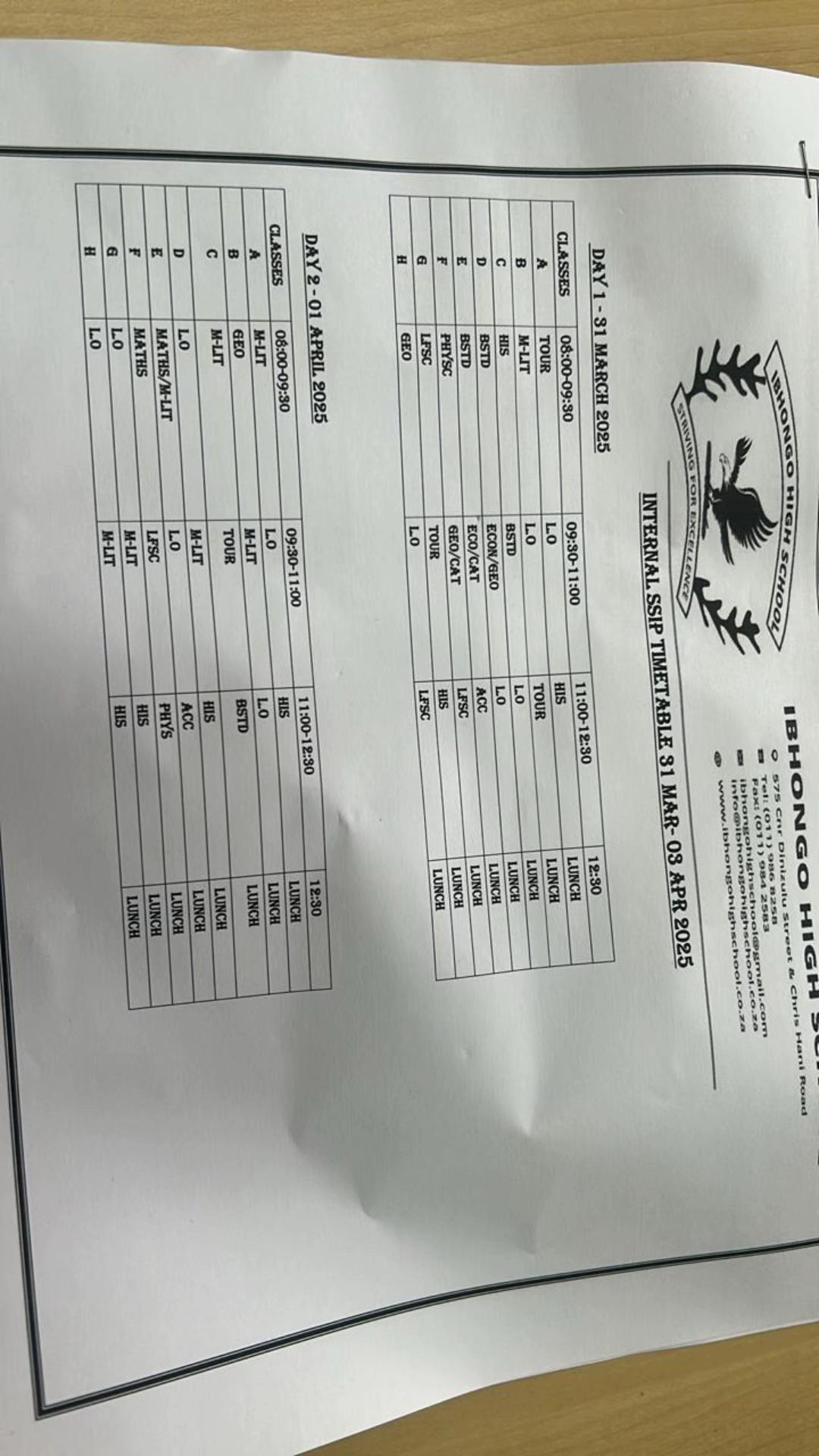 @Ibhongo High school