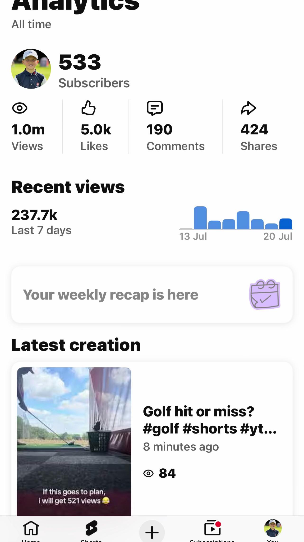 @Harrison's golf journey